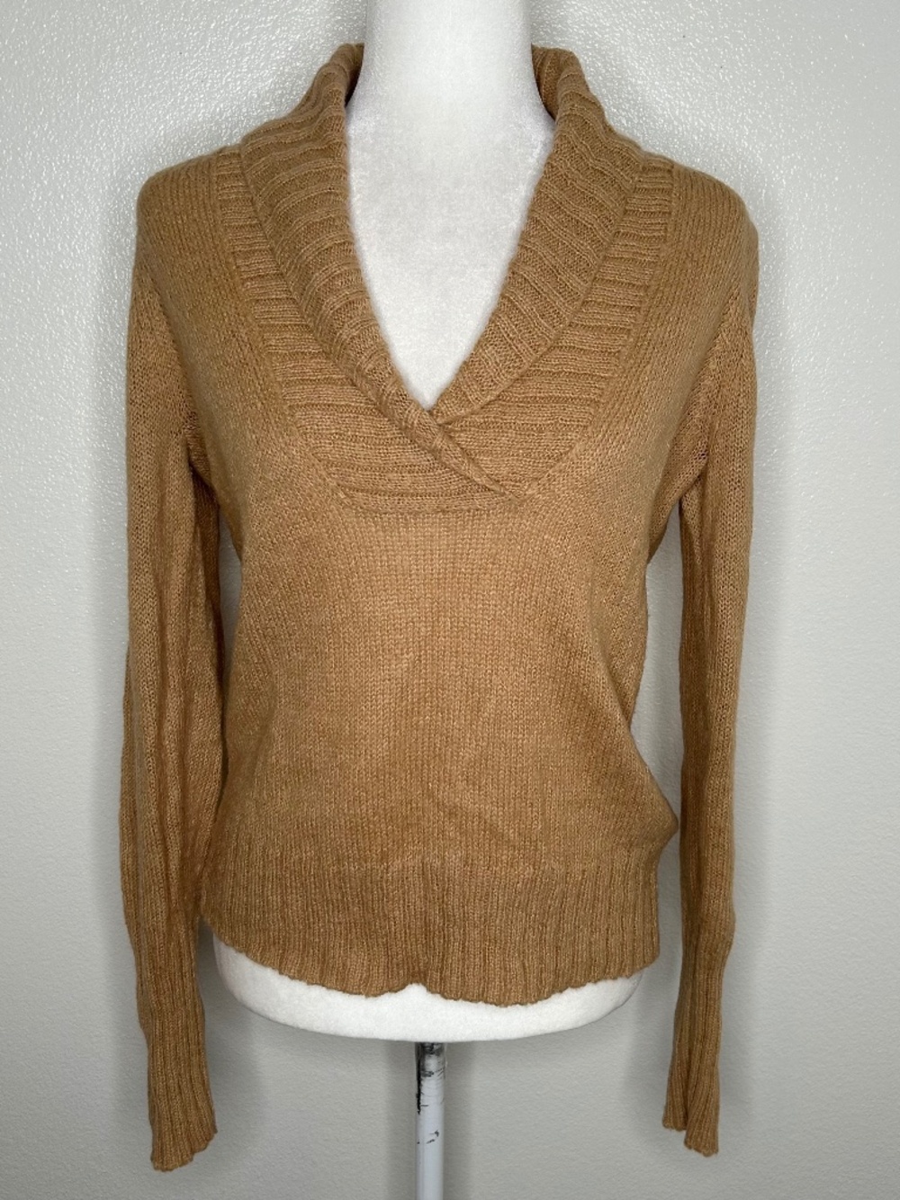 J Crew Womens Tan Wool & Mohair Blend Pullover Hi-Low Sweater Top Size M